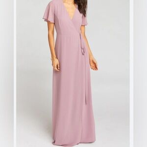 Show Me Your MuMu Dress Noelle Flutter Wrap Dress Elegant Mauve Maxi Dress Small